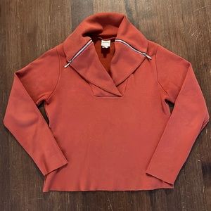 1990s Coral Sweater with Zipper Collar Size Medium/Large